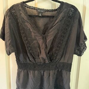 White House Black Market Black Lace Blouse